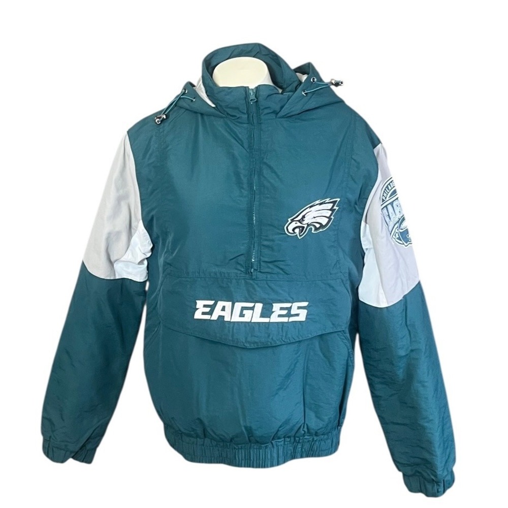 Ultra‎ Game Philadelphia Eagles NFL Anorak Jacket Teal  Men XS Half Zip Hooded